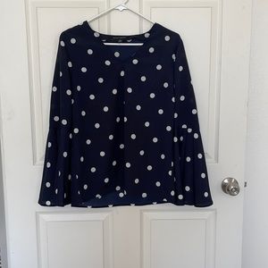 Banana Republic blue blouse with white polka dot